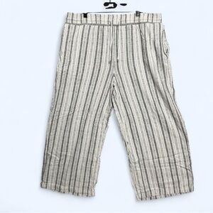 XXL Time & Tru Striped Linen Blend Wide Leg Crop Pants Boho Beachy Coastal